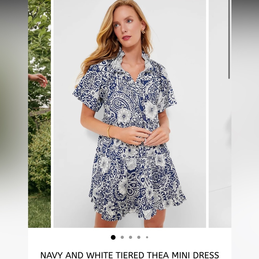 Hyacinth House Navy and White Tiered Thea Mini Dress